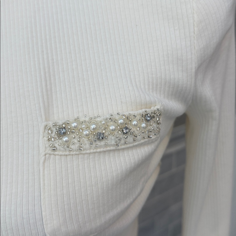 J. Crew Cream Embellished cardigan - Picture 3 of 7